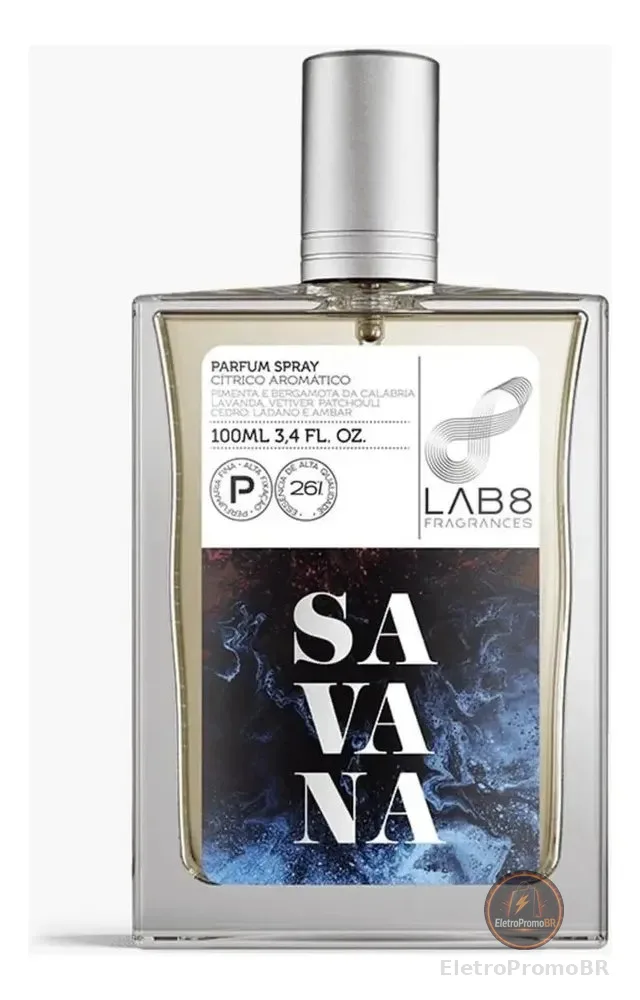 Perfume Savana Lab 8 Masculino Amadeirado Cítrico Aromático 100ml