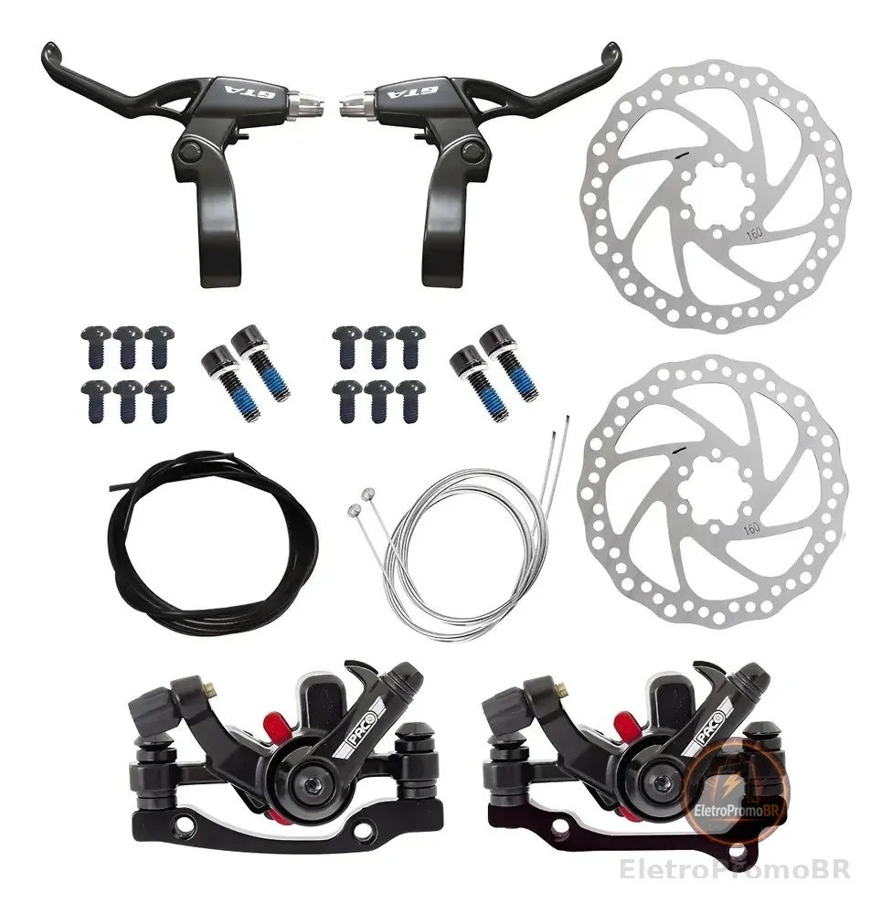 Kit Freio A Disco Mecanico Bike + Manete Alumínio + Cabos