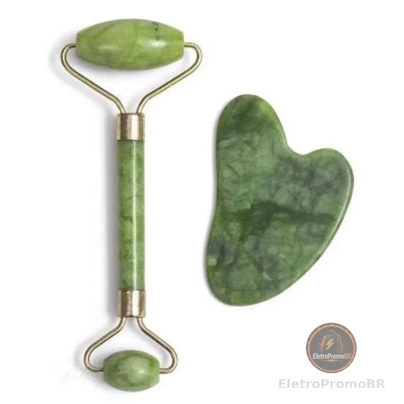 Rolo Pedra de Jade Placa Gua Sha Massagem Facial Anti Ruga Rolinho Jade Lançamento Variações Roller