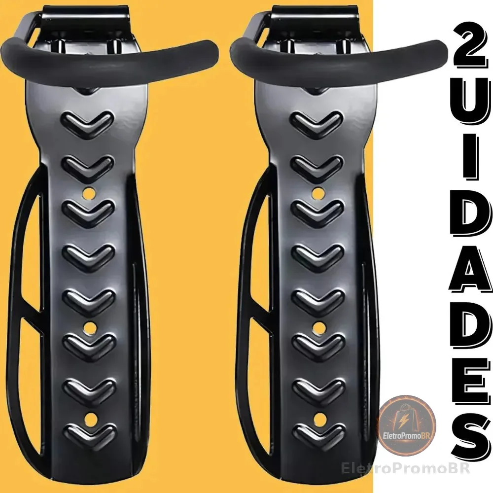 kit com 2 Suportes De Parede Para Bicicleta Vertical Fácil Instalação gancho de pendurar reforcado feito em aço resistente apoio de bike