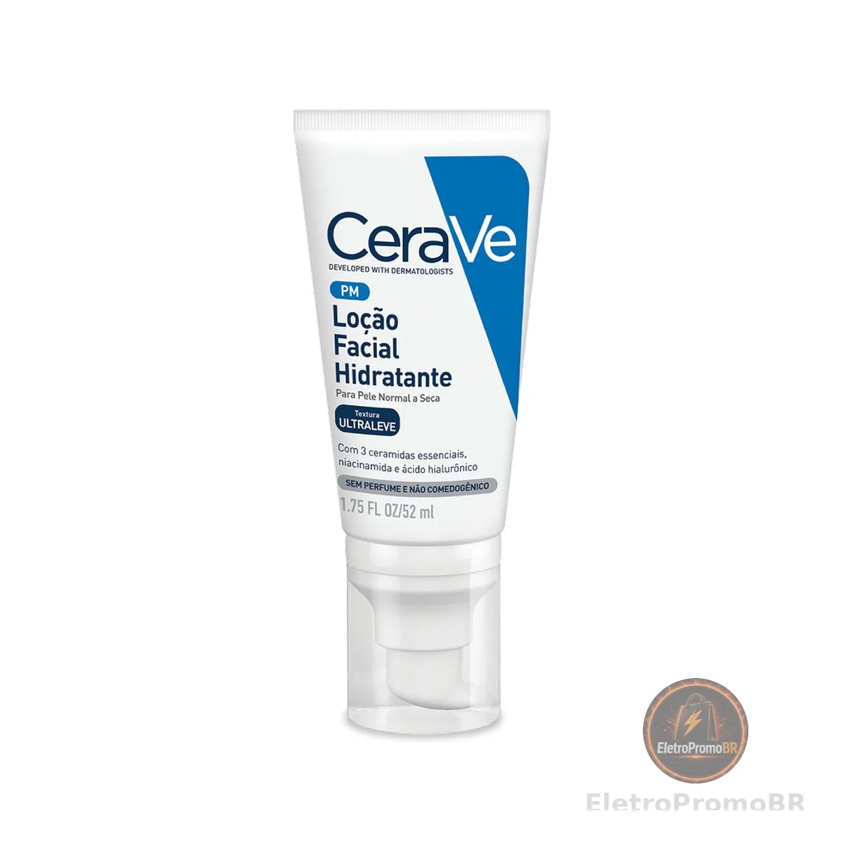 CeraVe PM, Loção Facial Hidratante com 3 Ceramidas Essenciais |Ácido Hialurônico e Niacinamida, Textura Ultraleve, Sem Perfume, para Pele Normal a Seca, 52ml