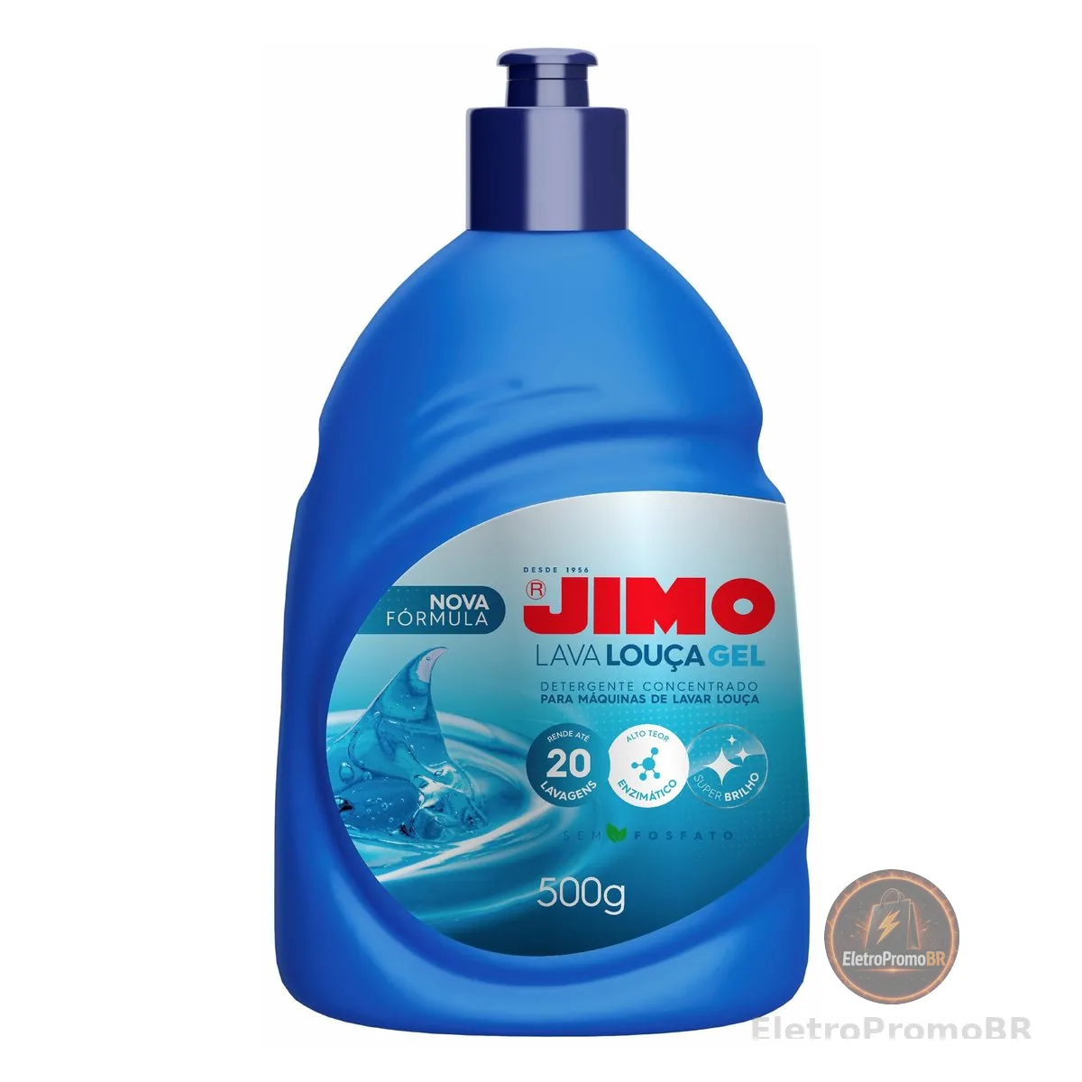 JIMO Lava Louca Gel Detergente Concentrado Desengordurante Super Brilho Limpeza Biodegradavel Rende 20 lavagens 500g