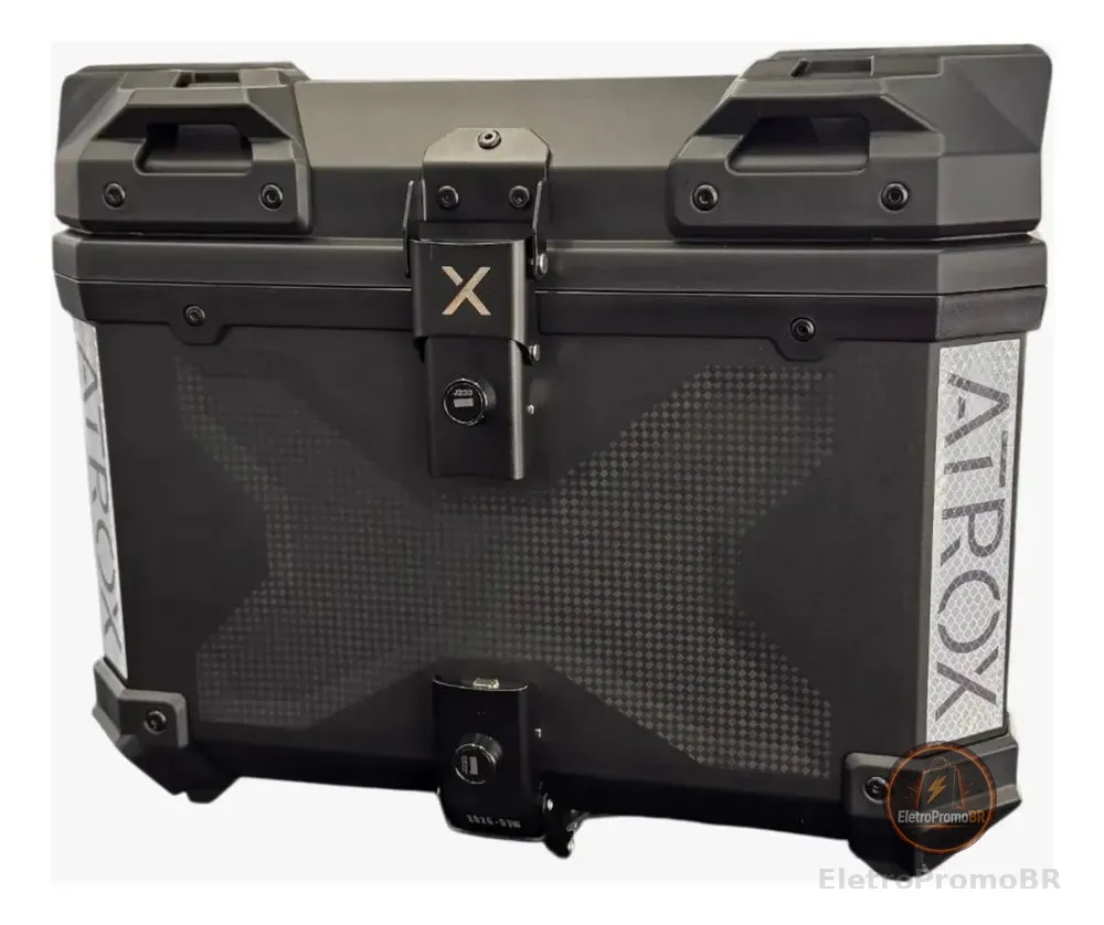 Bau Moto Traseiro Universal 45 Litros Preto Plástico Atrox Preto