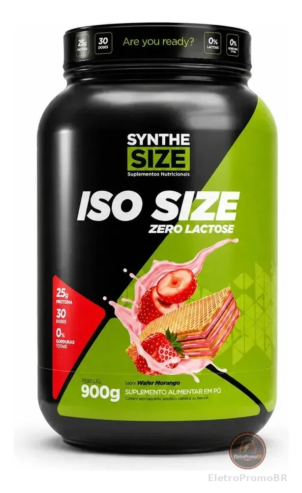Iso Size Zero Lactose 900g Whey Isolado - Synthesize Sabor Wafer Morango