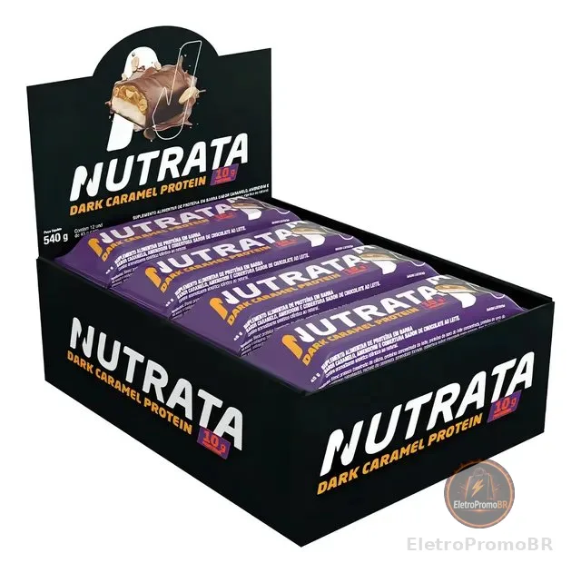 Barra Dark Caramel Protein 45g Display Com 12 Unidades Nutrata