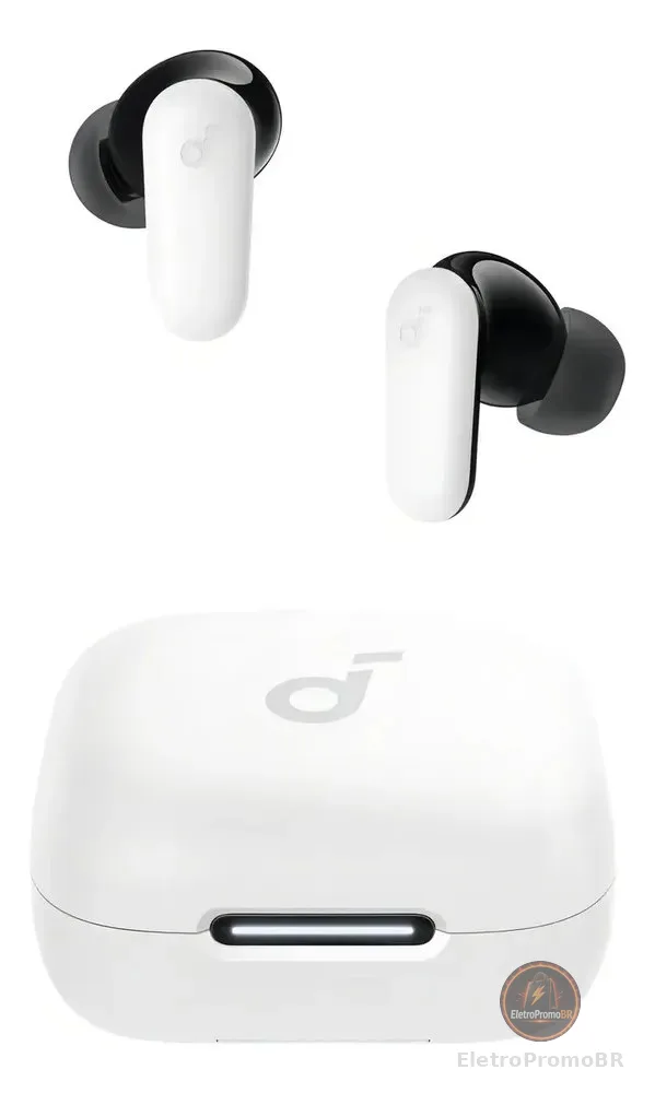 Fone de Ouvido Bluetooth 5.4 soundcore P30i da Anker, Cancelamento de Ruído Adaptativo, Graves Poderosos, 45H de Reprodução, Estojo 2-em-1 com Suporte para Celular, IP54, Fone sem fio TWS, Branco