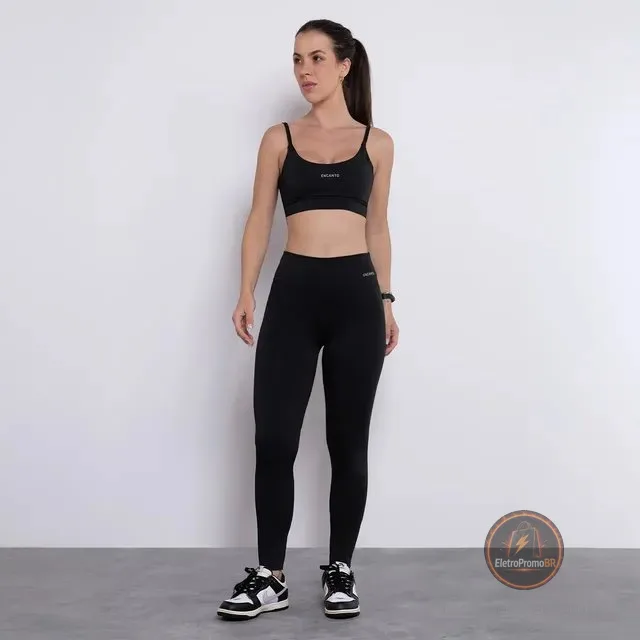Conjunto Fitness Feminino Encanto Top E Legging Cintura Alta