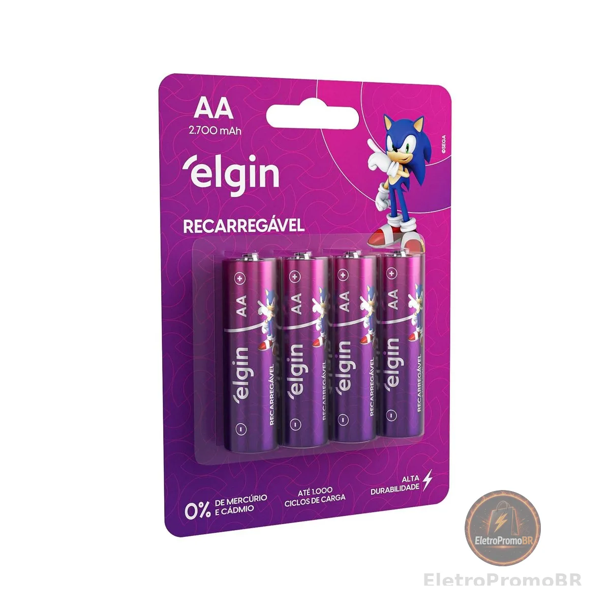 Pilha recarregável AA 2700Mah Elgin Com 4 unidades Comum