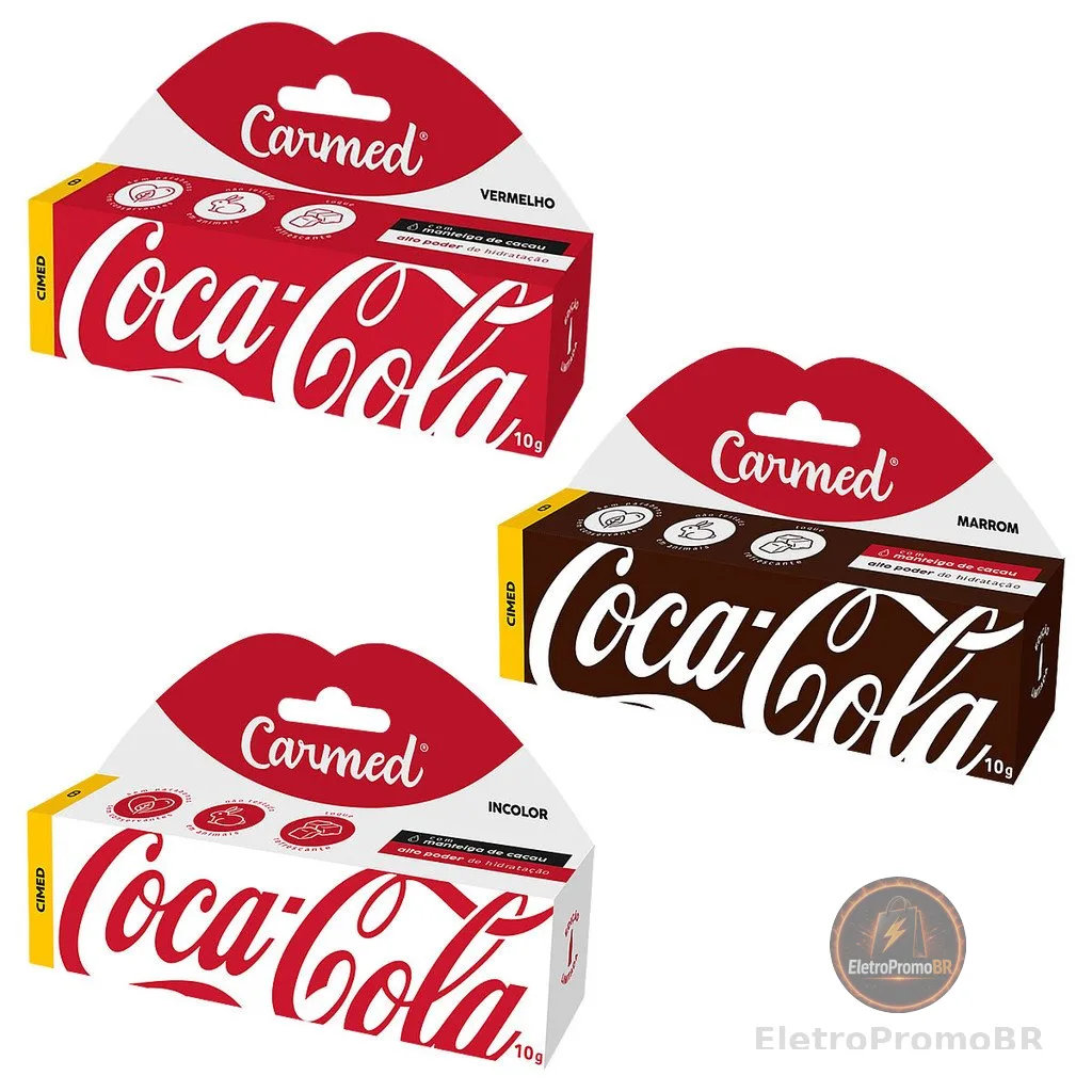 Kit 3 und Hidratante Labial Carmed Coca-Cola 10g