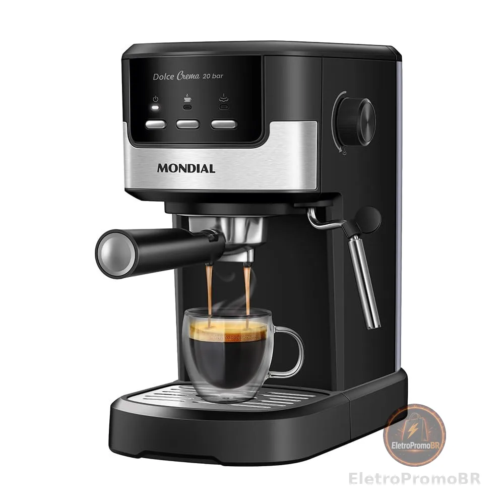 MONDIAL, Cafeteira Espresso Dolce Crema 20 Bar, Preto/InoX 1200W, 110V - C-21-E-CNP