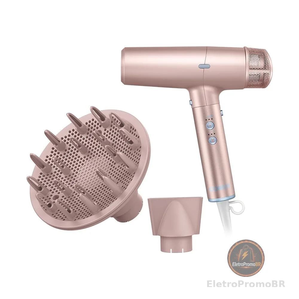 Conair, Secador Digital de Cabelo, Com Difusor, Secador Digital Iônico, 1700W, DIGITALaire, Rosa - 110V