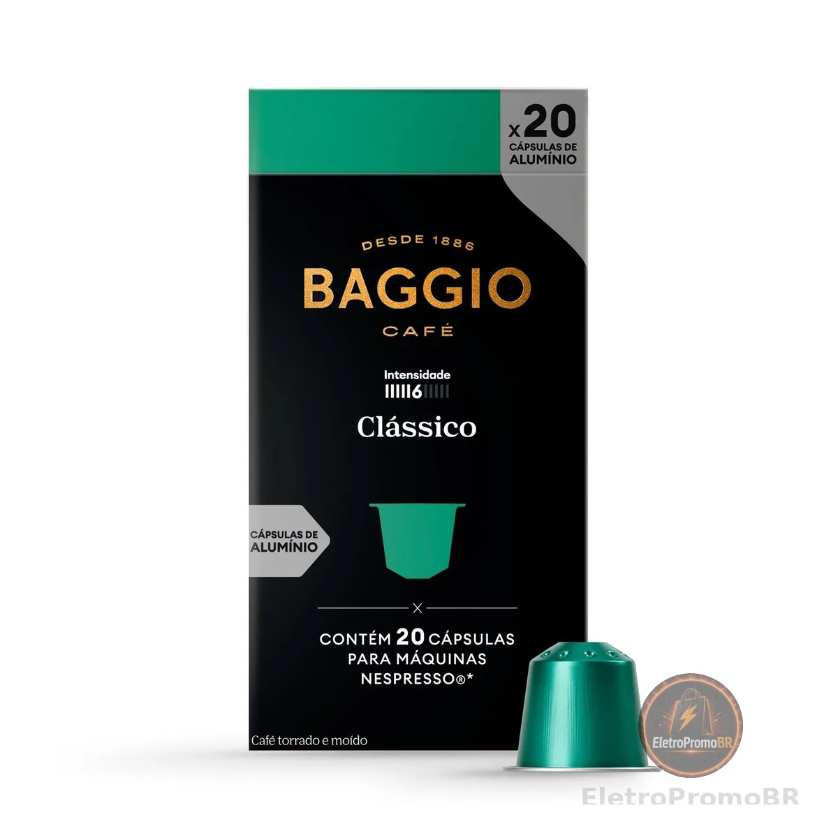 Cápsulas de Café Clássico Baggio Café, compatível com Nespresso, contém 20 cápsulas