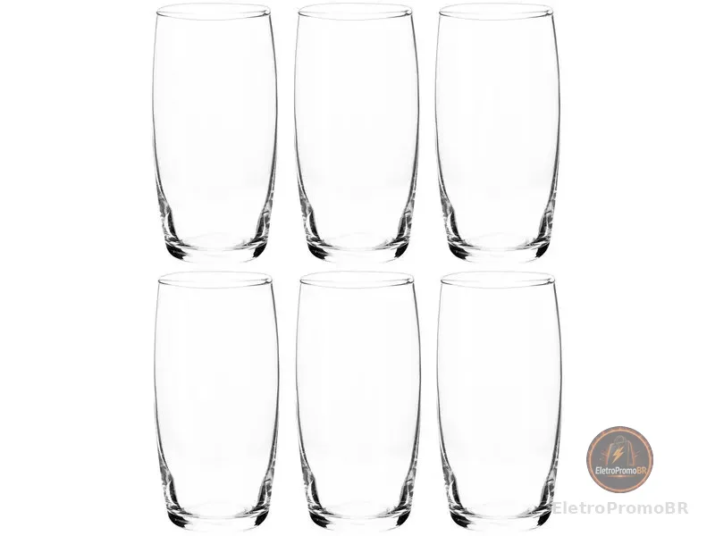 Jogo de Copos de Vidro 300ml 6 Peças Nadir