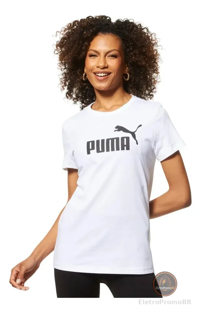 Camiseta Feminina Ess No. 1 Logo Puma Branca Geométrico G
