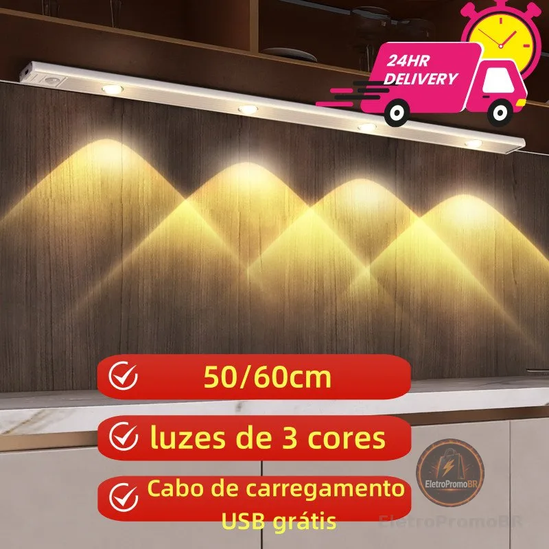 60CM Luz LED Sem Fio sensor De Inteligente Do Guarda-Roupa Quarto De Conveniência Carregamento