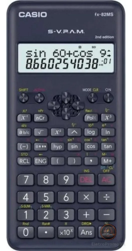 Calculadora Científica Casio Fx-82ms 2nd Edition Com 240 Funções Segunda Edição S-V.P.A.M. Acompanha Capa Cor Preto