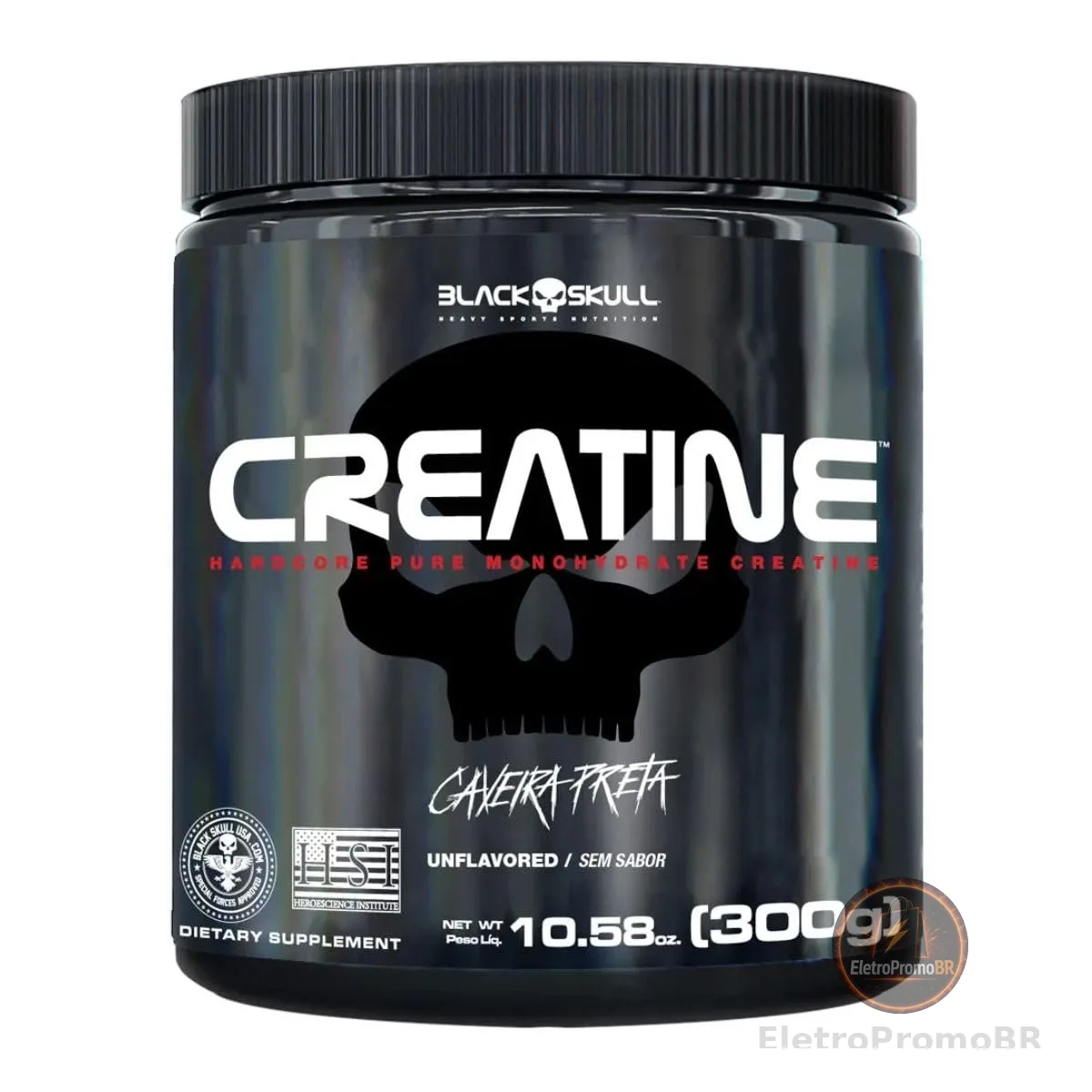 Black Skull Creatine Turbo Creatina em Pó 300g Suplemento