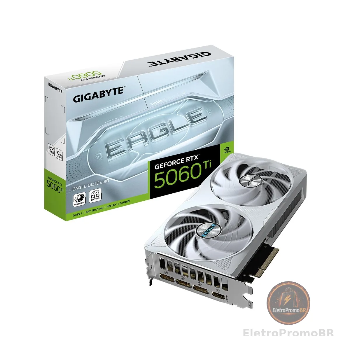 Gigabyte Placa gráfica GeForce RTX 5060 Ti EAGLE OC ICE 8G - 8GB GDDR7, 128bit, PCI-E 5.0, 2617MHz Core Clock, 3 DisplayPort, 1 x HDMI, GV-N506TEAGLEOC ICE-8GD