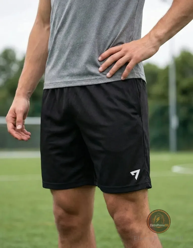 Short Academia Bermuda Futebol Dry Masculino Seven Line Preto Gg
