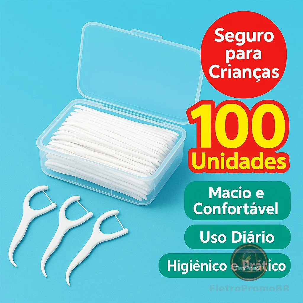 Kit 50 Unidades de Fio Dental Infantil em Formato de Arco Ultra Fino Para Limpeza Eficaz