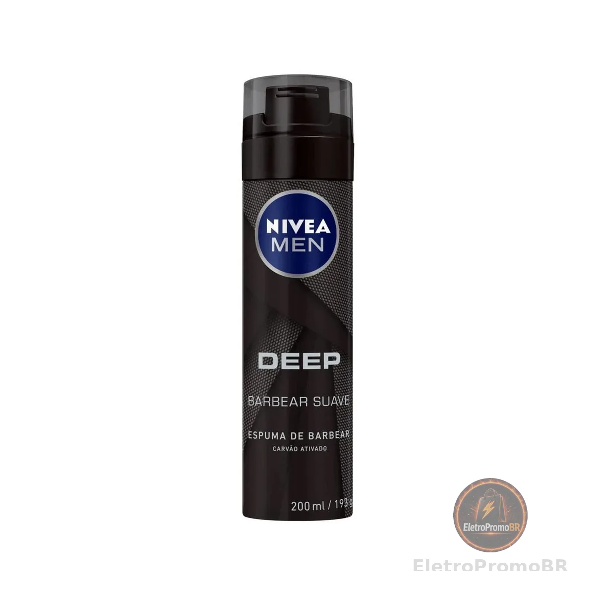 NIVEA MEN Espuma de Barbear Deep 200ml, Pele Limpa, Previne Irritações, Carvão Ativado, Deslizamento Suave