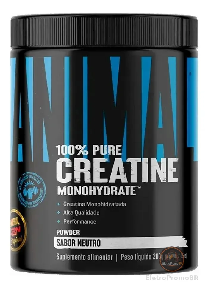 Creatine Monohydrate 100% Pura Sem Sabor 200g Linha Animal Universal Nutrition