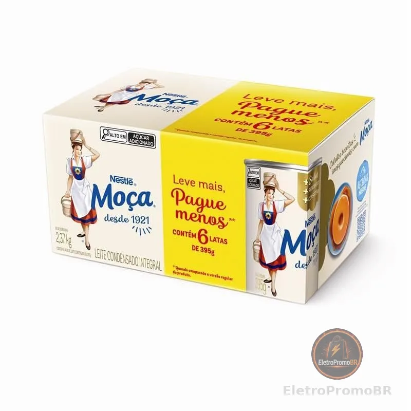 Pack Leite Condensado MOÇA Integral Lata 395g com 6 unidades
