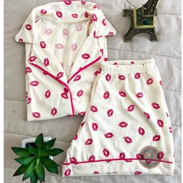 Pijama blogueirinha americano feminino gestante amamentação boquinha