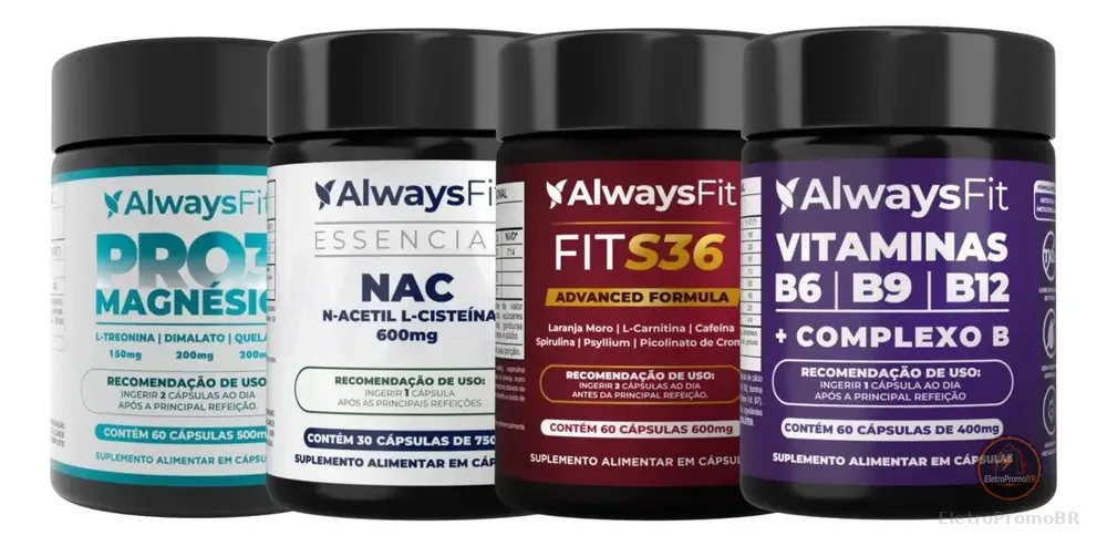 Kit Pro Da Alwaysfit + Pro3mag + Nac + Fits36 E Complexo B Sem Sabor