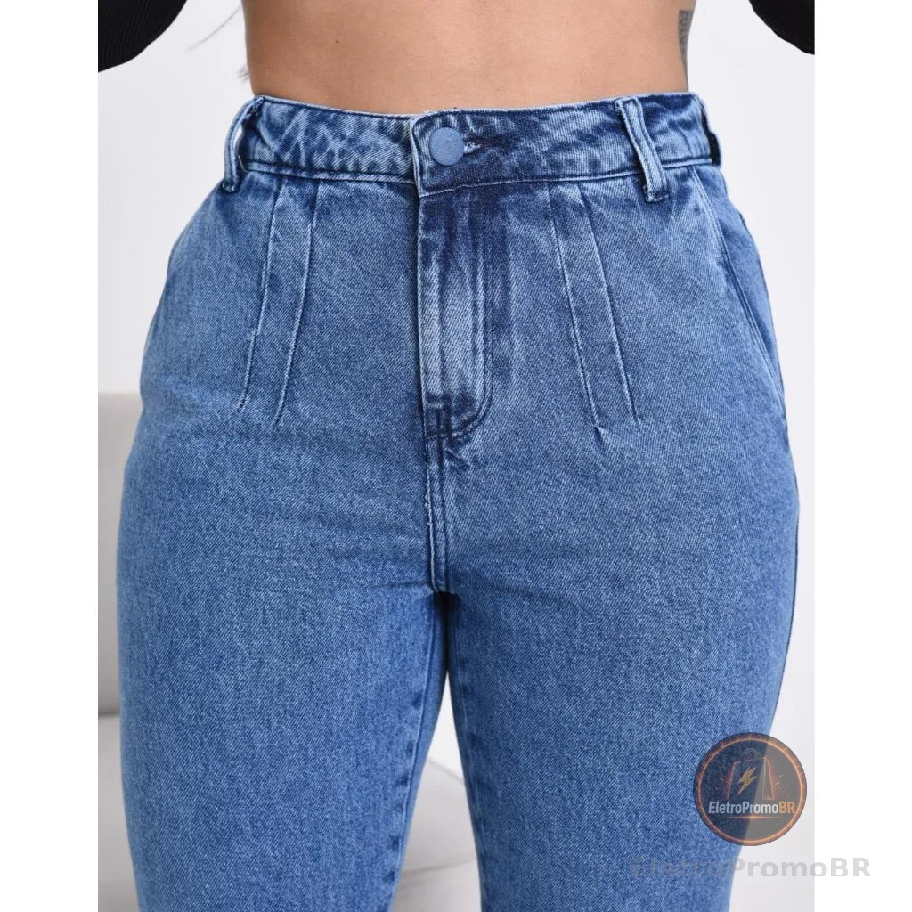 Calça Feminina Jeans MOM Premium Cintura Alta 100% Algodão LISA