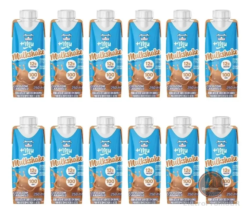 Pack Com 12 Garrafinhas Mulkshake Mais Mu Coco Com Caramelo