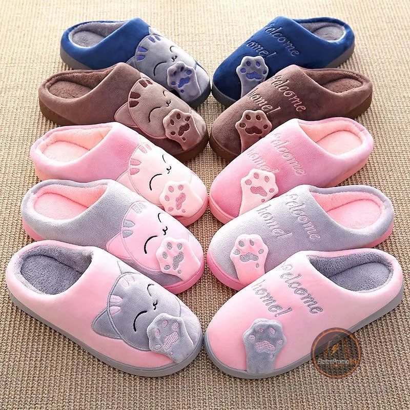 Pantufa Feminina e Masculino Gato da Sorte | Chinelo de Inverno Super Macio, Quentinho, Flexível e Antiderrapante