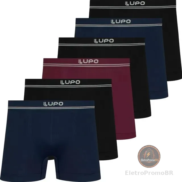 Kit 6 Cuecas Boxer Lupo Microfibra Sem Costura Box Masculina