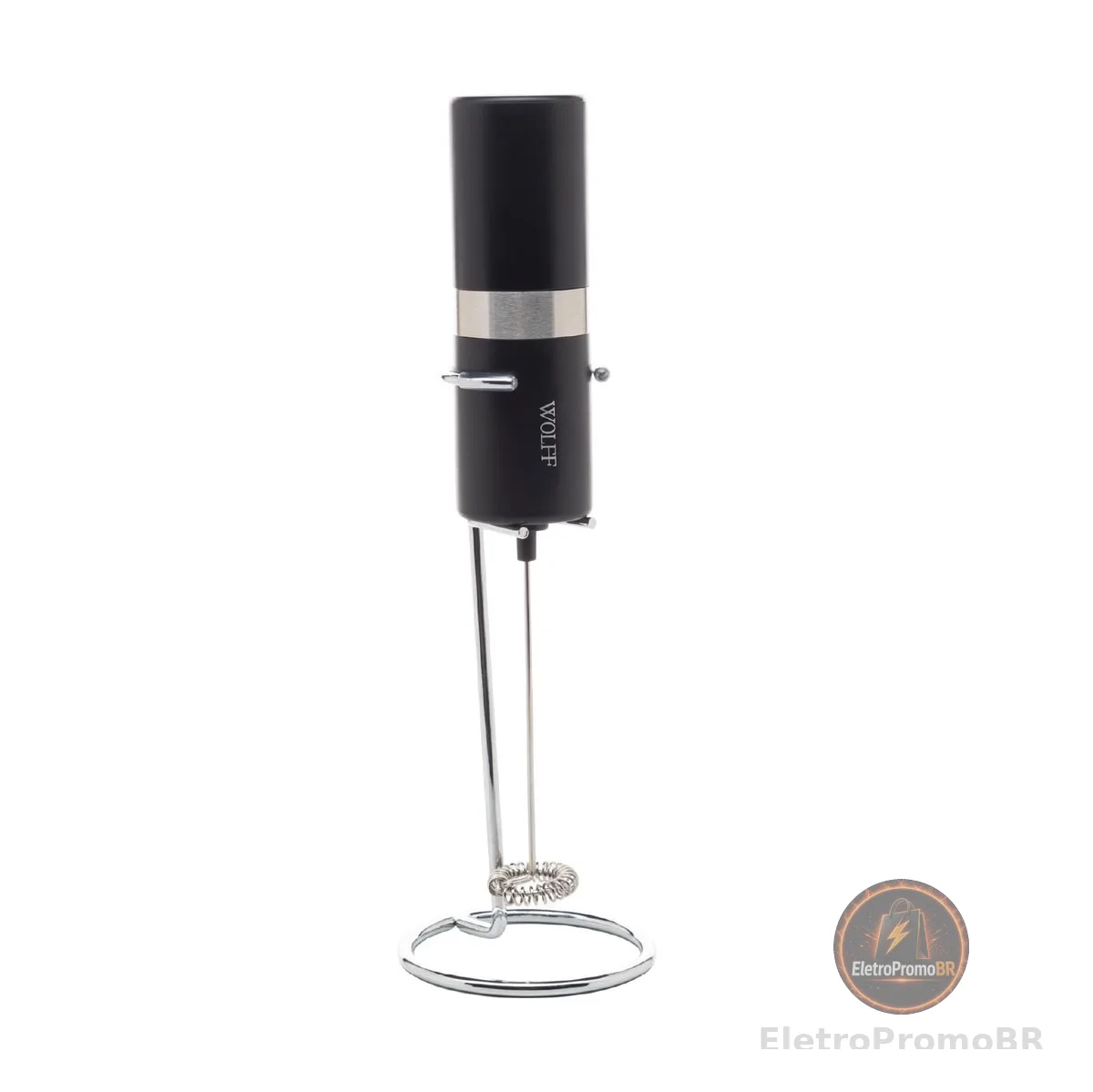 WOLFF - Mixer Elétrico para Bebidas de Aço Inox e Plástico com Suporte - motor potente - serve para bater ovos - misturador