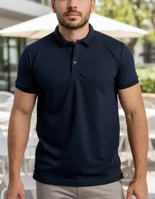 Camiseta Polo Lisa Masculina Piquet Diversas Cores Verão