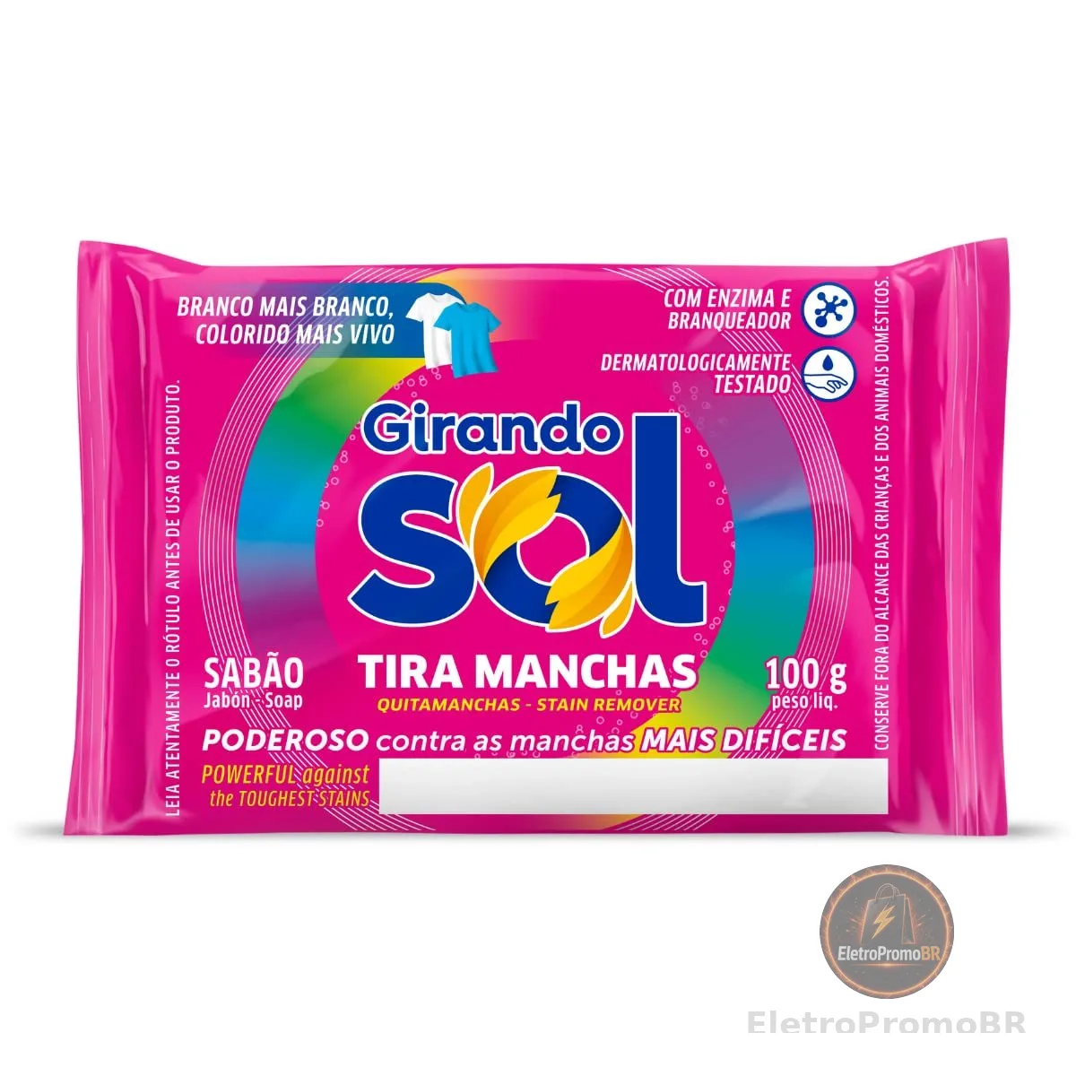 Girando Sol Tira Manchas Em Barra 100G Sabão Em Barra Tira Manchas Rosa Poderoso Contra As Manchas Mais Difíceis Branco Mais Branco Colorido Mais Vivo