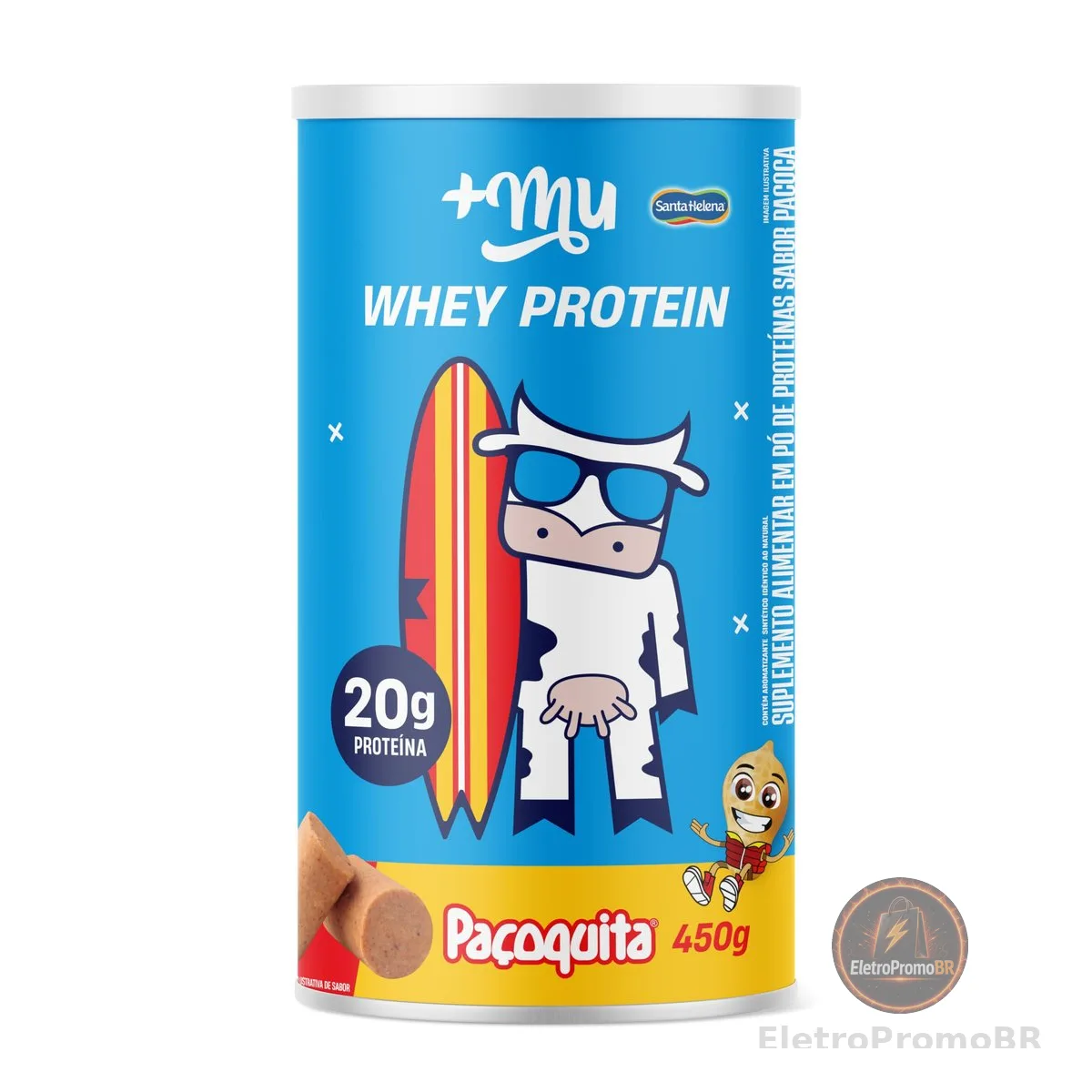 Whey Concentrado, Mais Mu, Sabor Paçoquita, 20g de proteína - 450g