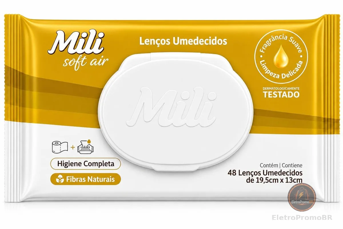 Toalha Umedecida Mili Soft Air (48UND) – Higiene Completa com Toque Super Premium