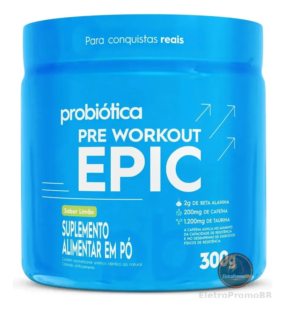 Pré Treino 300g Epic Pré Workout Probiótica Limão Energia e Performance