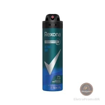 Desodorante Antitranspirante Aerossol Masculino Rexona Active Dry 72 horas 150ml