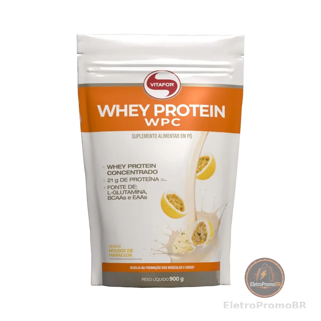 Whey Protein WPC Refil (900g), Mousse de Maracujá, VitaFor