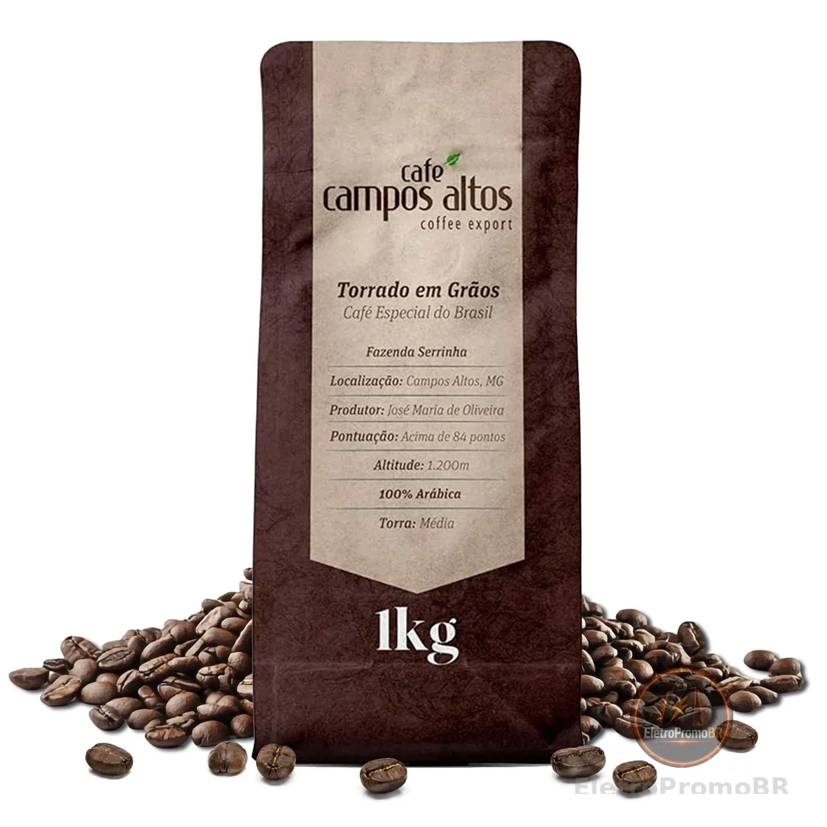 Café Campos Altos Especial em Grão 1kg, Arábica Catuaí Vermelho, 84+ Pontos