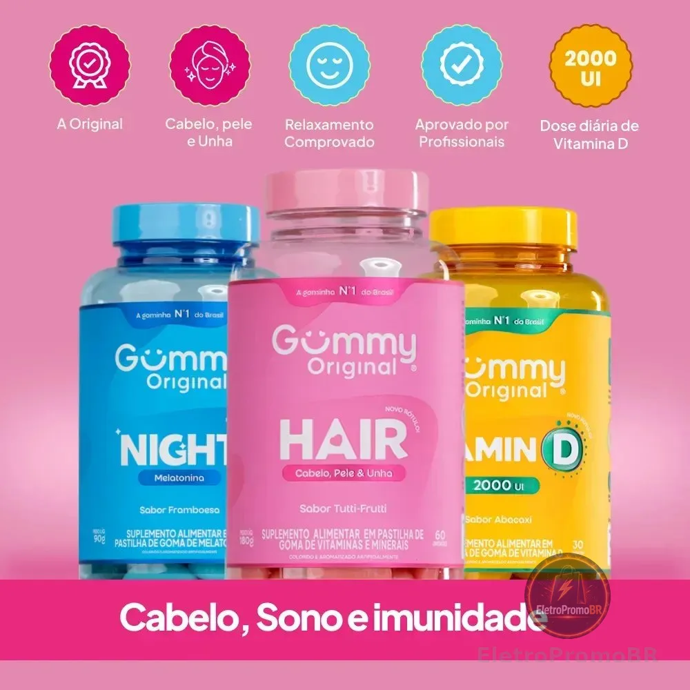Kit 3 Gummy Original Night + Hair + Vitamina D