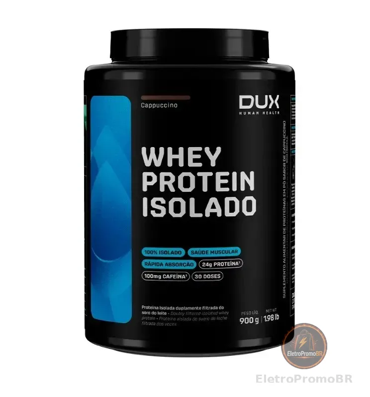 Whey Protein Isolado Dux Nutrition - Pote 900g Sabor Cappuccino