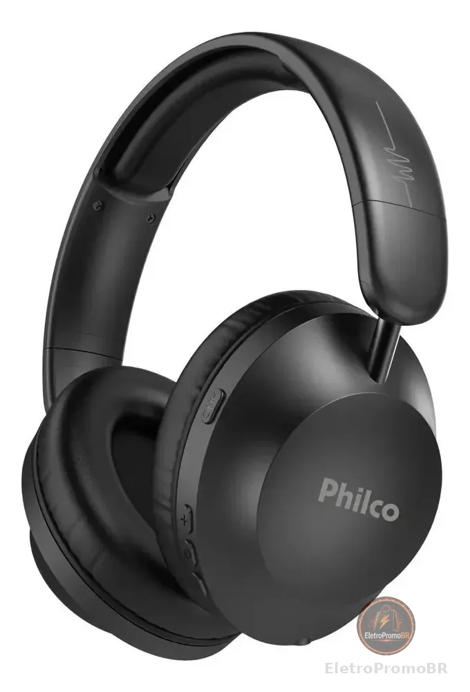 Fone de Ouvido Bluetooth Philco Extreme ANC 50h de Bateria Bluetooth 5.4 Preto PFO09P