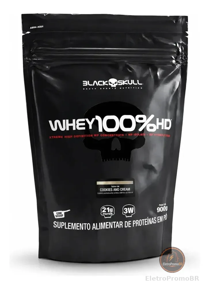 Whey 100% HD Black Skull Refil 900g Cookies