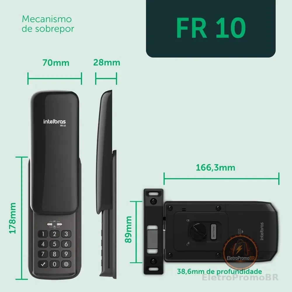 Fechadura Digital de Sobrepor com Senha FR 10 Preto Intelbras