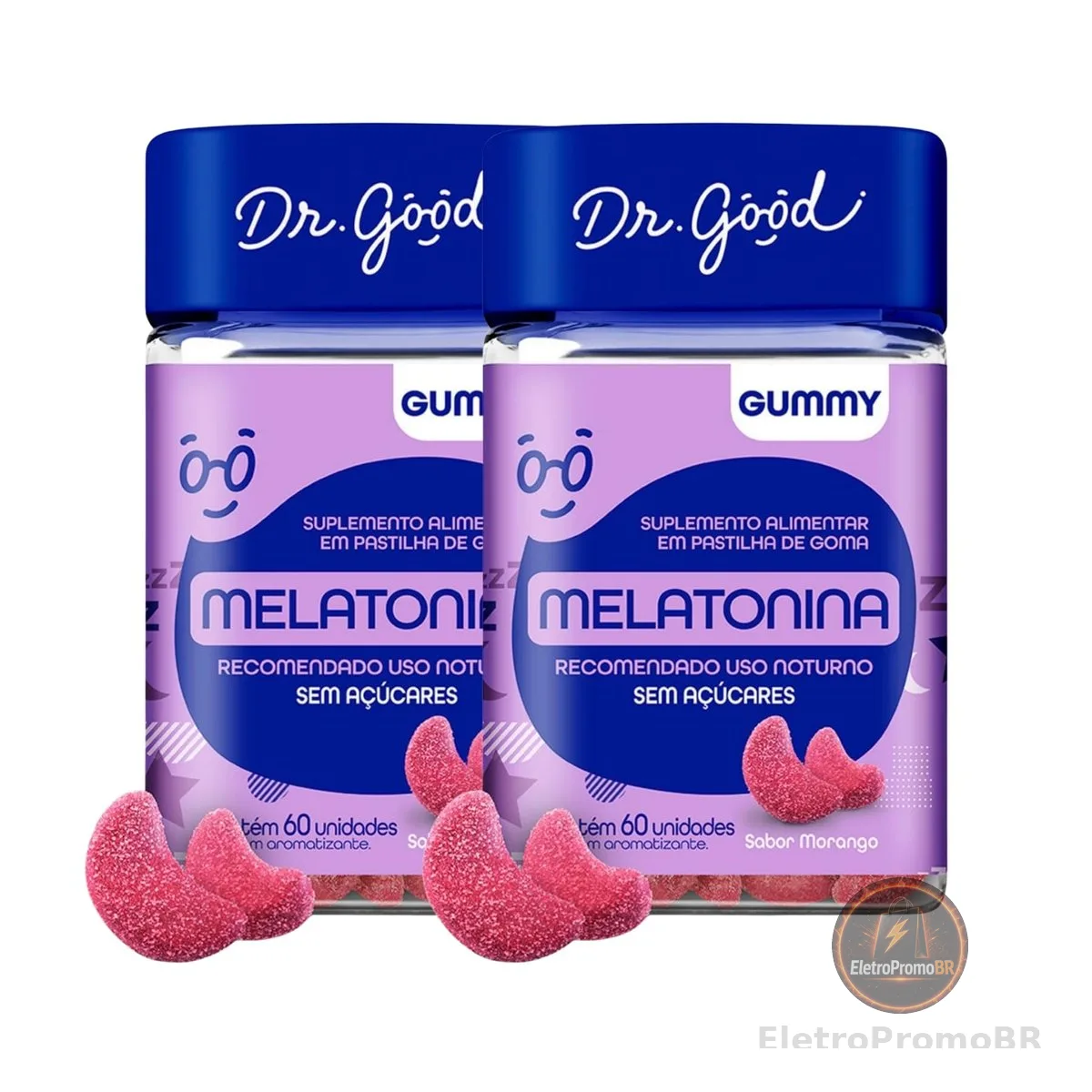 Kit 2x Melatonina Sabor Morango 2x60 Gomas Fini Dr Good