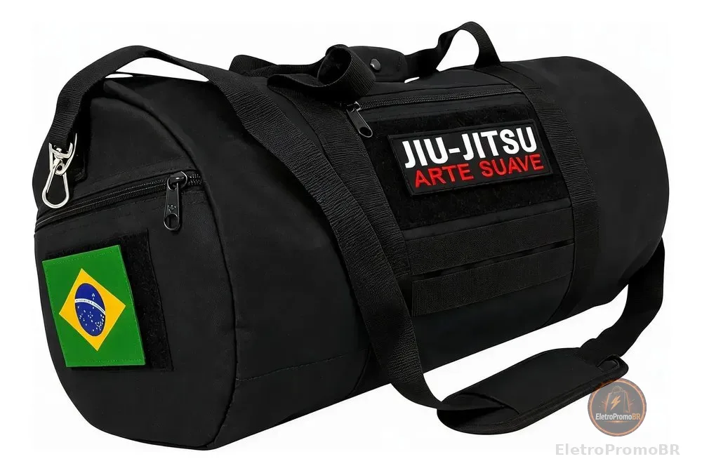 Bolsa De Academia Jiu-jitsu Mala Mochila Grande Treino Luta Preto Jiu-jitsu