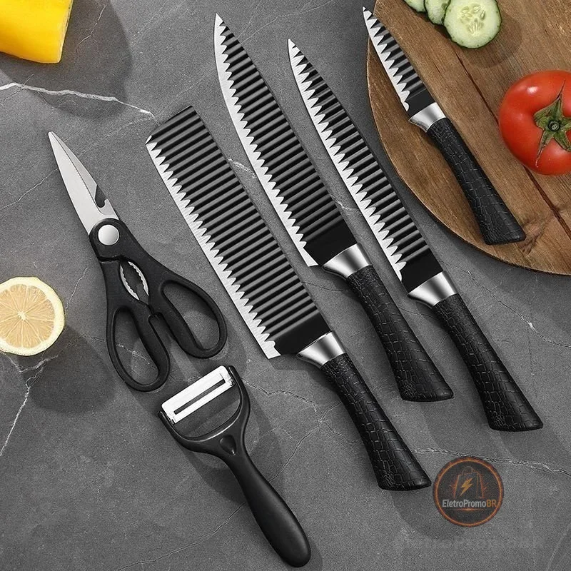 Kit de Facas Churrasco Profissional Antiaderente 6 Peças